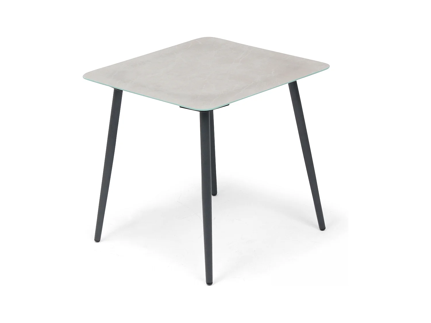 Petite table basse de jardin en acier gris