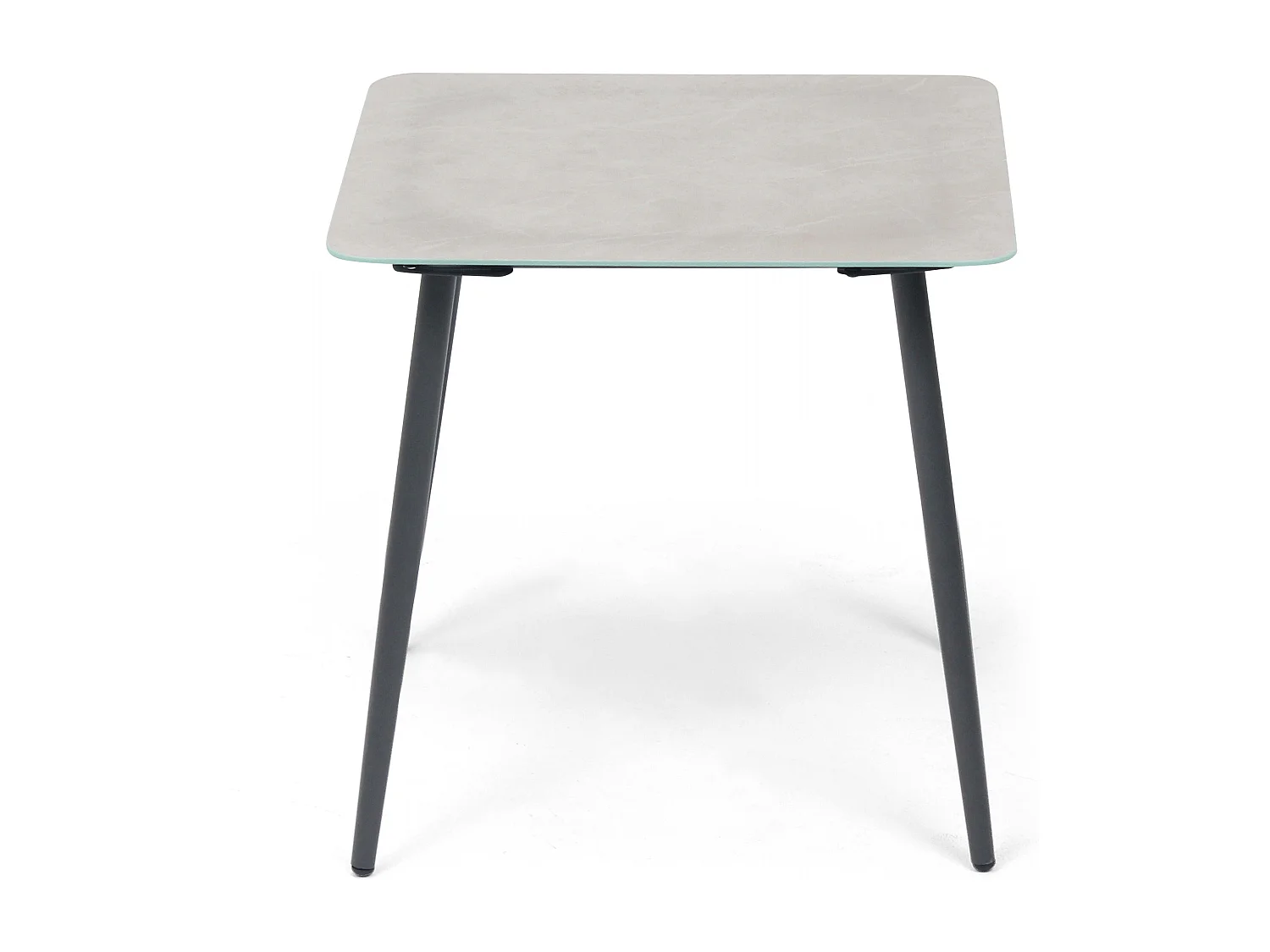 Petite table basse de jardin en acier gris