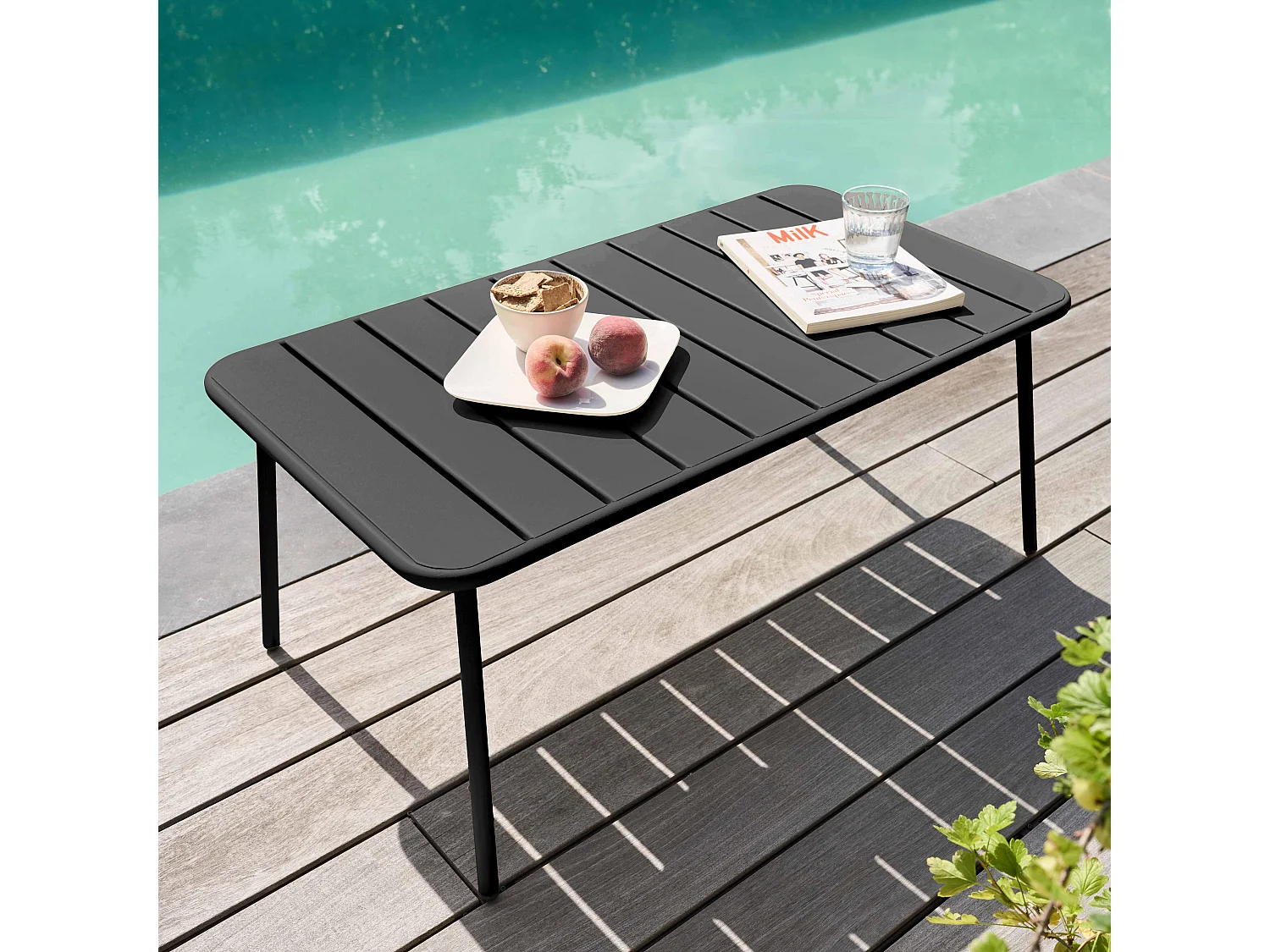 Table basse de jardin acier gris anthracite 90 x 50 cm - Palavas