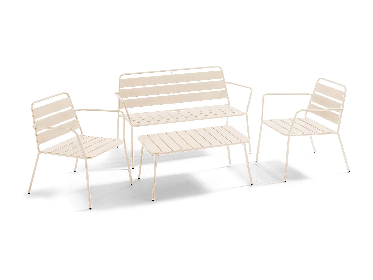 Table basse de jardin acier ivoire 90 x 50 cm - Palavas