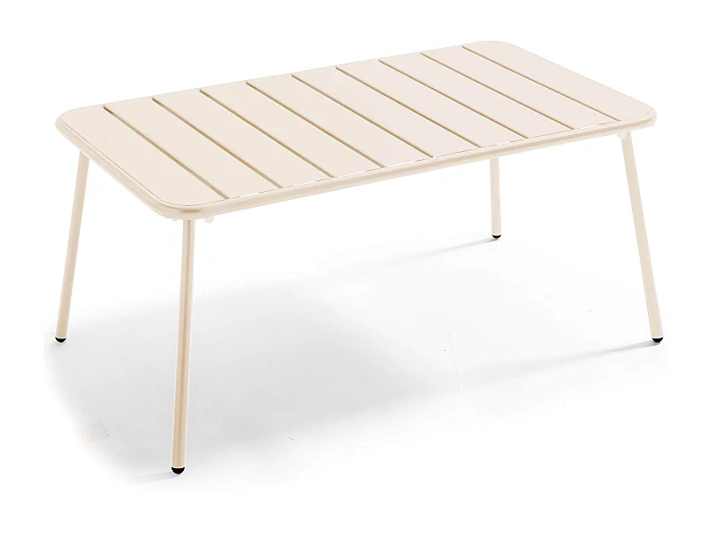 Table basse de jardin acier ivoire 90 x 50 cm - Palavas