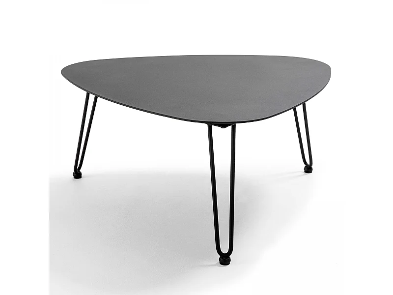 Table basse de jardin triangulaire en aluminium noir