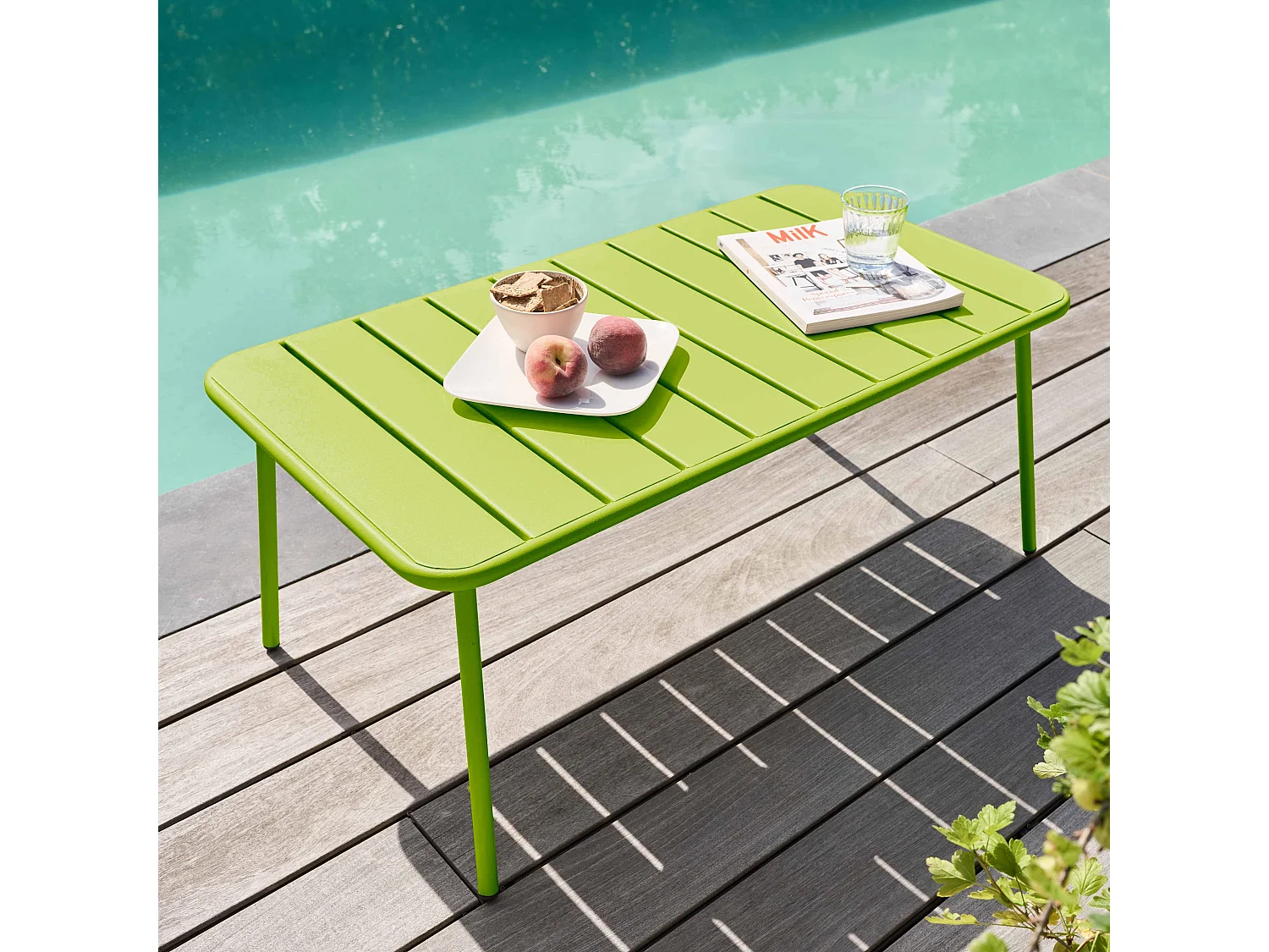 Table basse de jardin acier vert 90 x 50 cm - Palavas