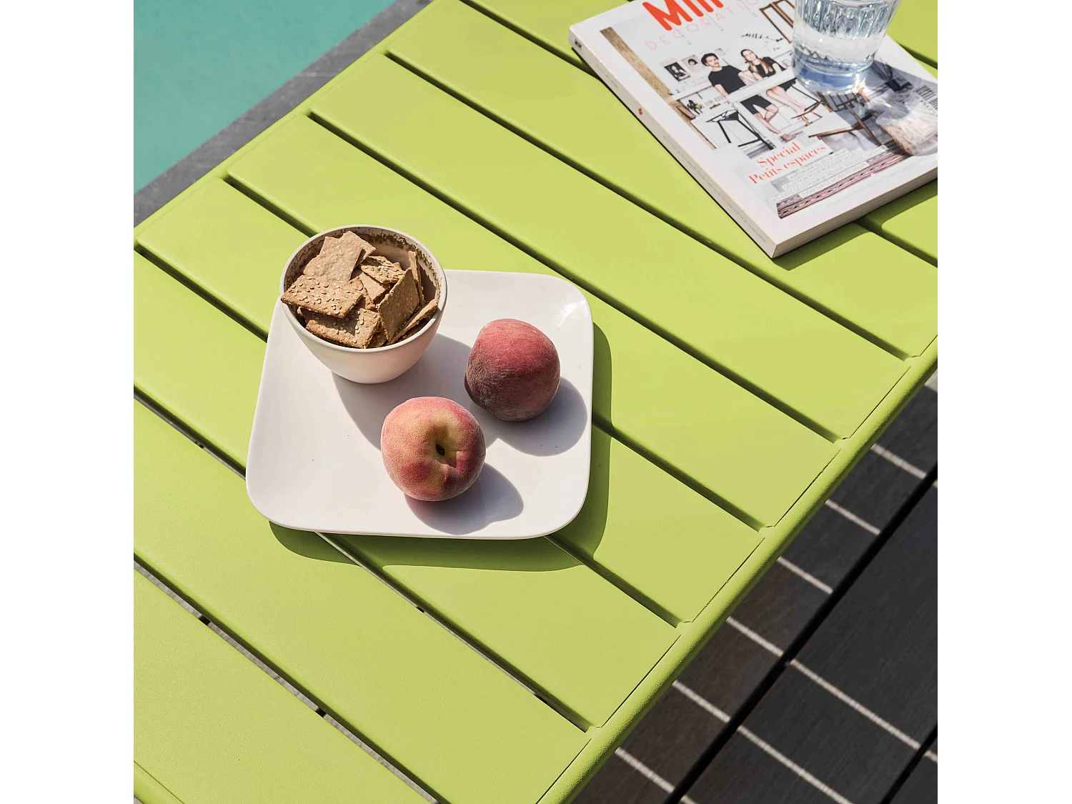 Table basse de jardin acier vert 90 x 50 cm - Palavas