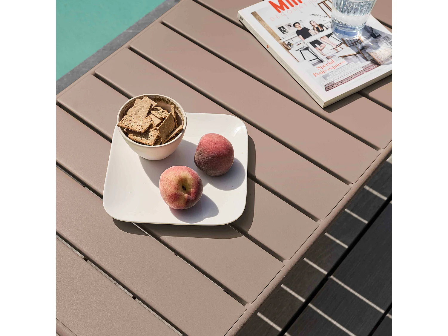 Table basse de jardin acier taupe 90 x 50 cm - Palavas