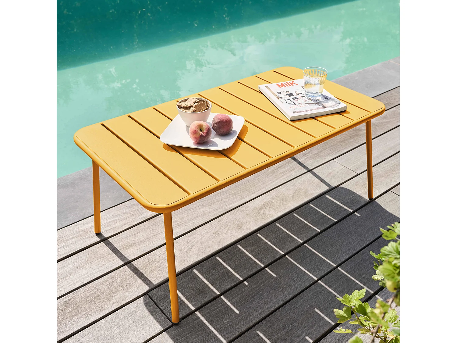 Table basse de jardin acier jaune 90 x 50 cm - Palavas