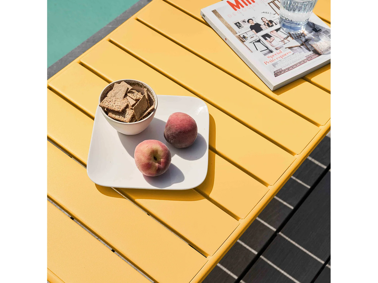 Table basse de jardin acier jaune 90 x 50 cm - Palavas