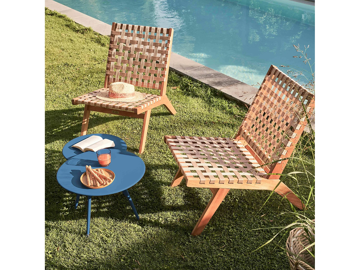 Ronde blauwe tuin salontafel Pacific 50 cm