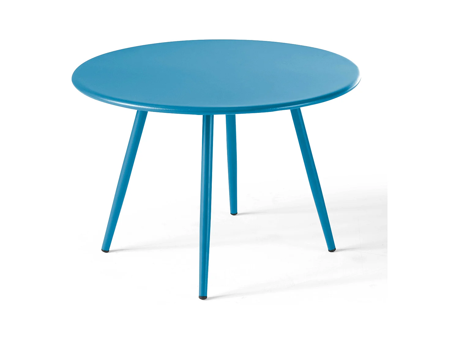Table basse de jardin ronde en métal bleu pacific 50 cm - Palavas
