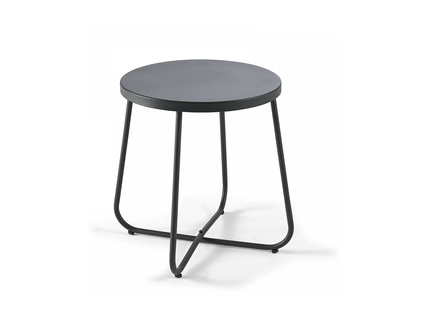 Table basse de jardin ronde en acier noir
