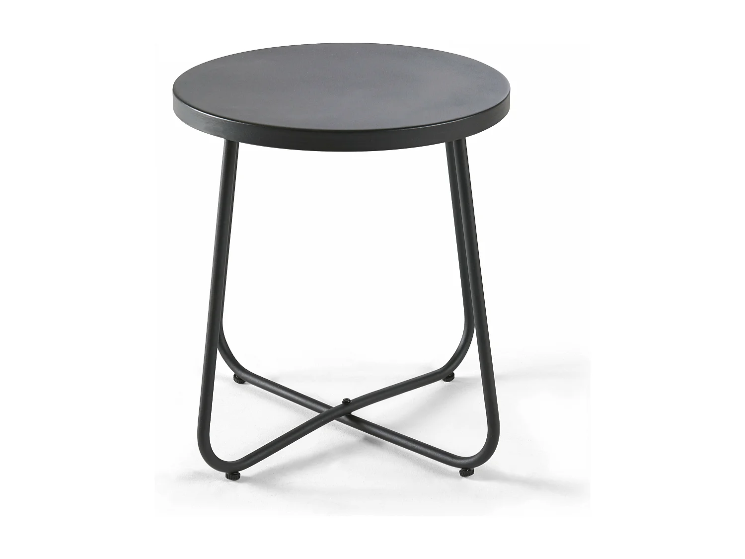 Table basse de jardin ronde en acier noir
