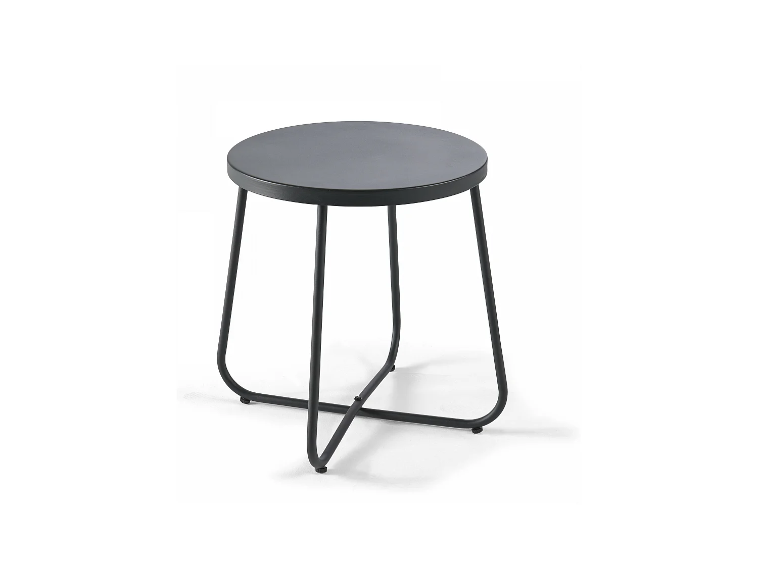 Table basse de jardin ronde en acier noir