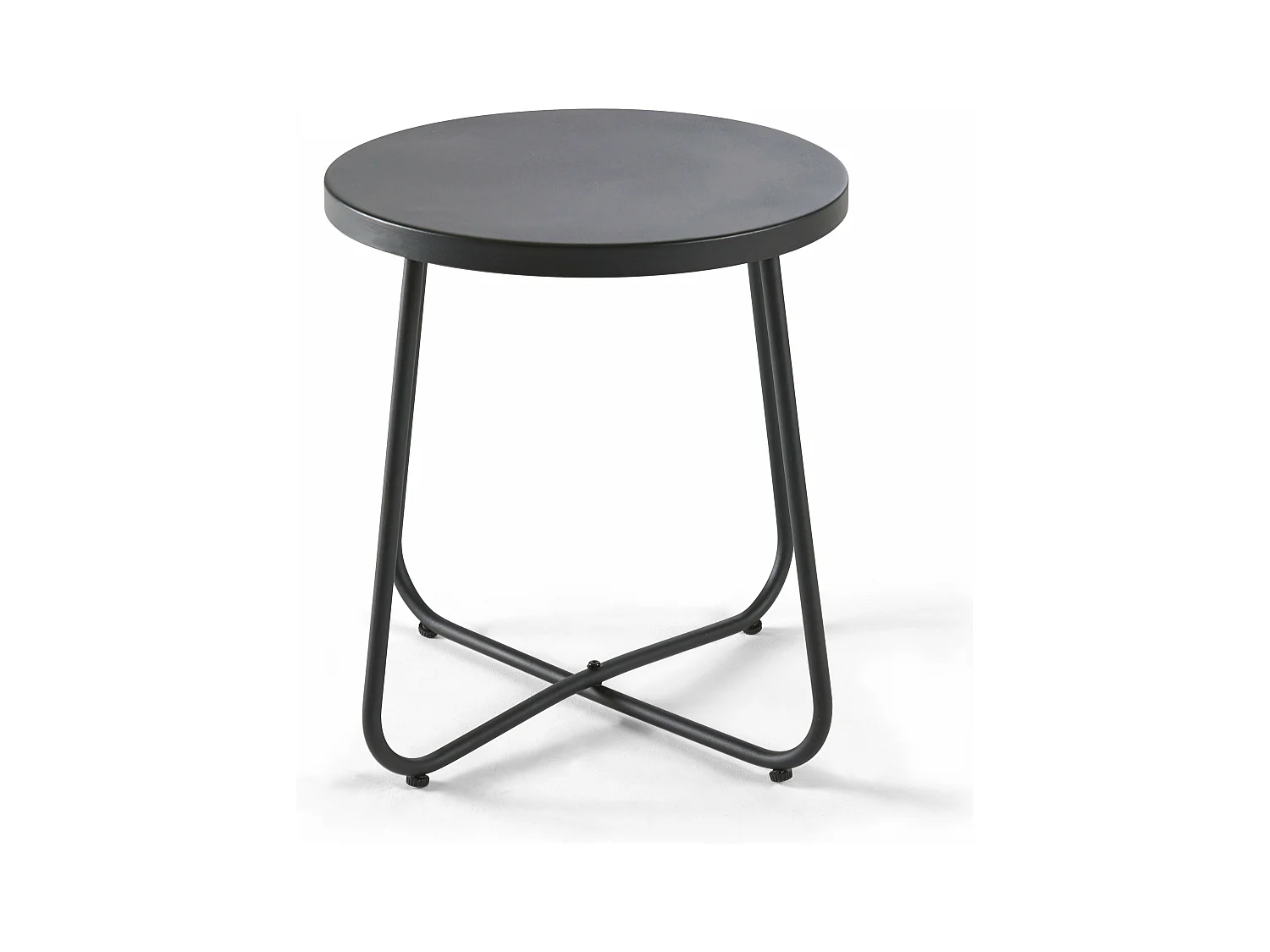 Table basse de jardin ronde en acier noir