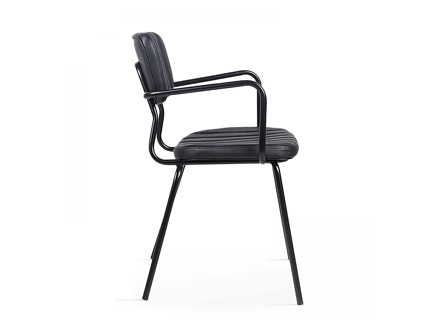 Lot de 2 chaises avec accoudoirs en textile enduit noir