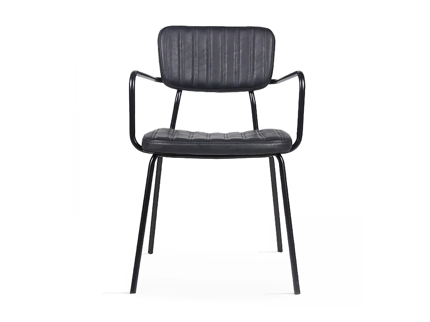 Lot de 2 chaises avec accoudoirs en textile enduit noir