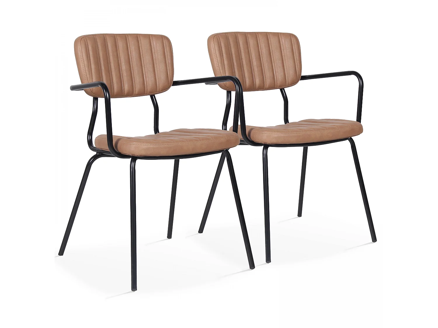 Set van 2 stoelen met armleuningen in lichtbruin gecoat textiel