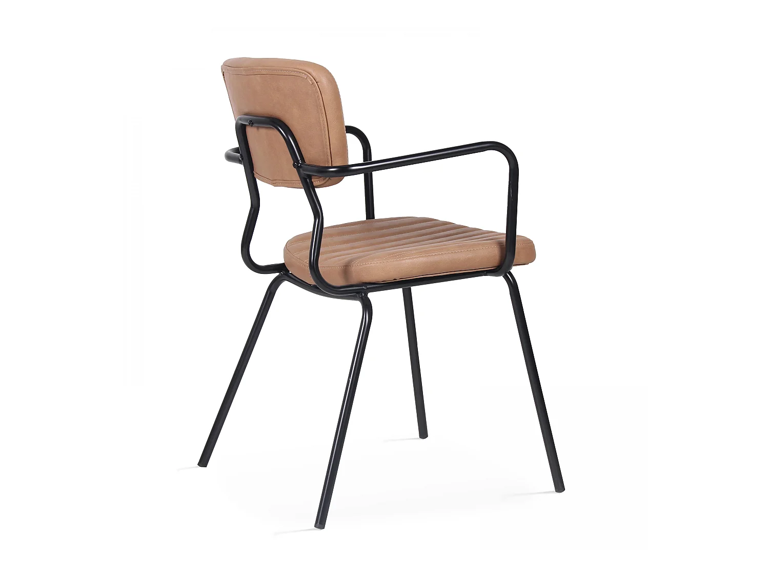 Lot de 2 chaises avec accoudoirs en textile enduit marron clair