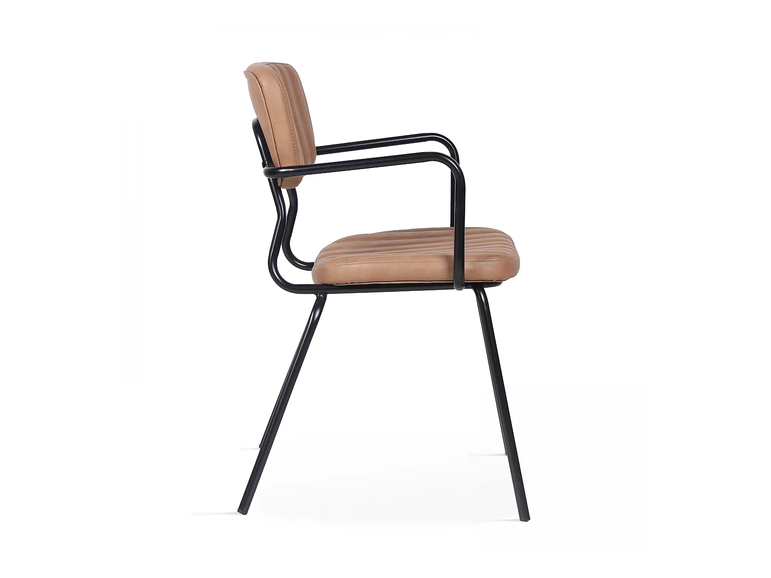 Lot de 2 chaises avec accoudoirs en textile enduit marron clair