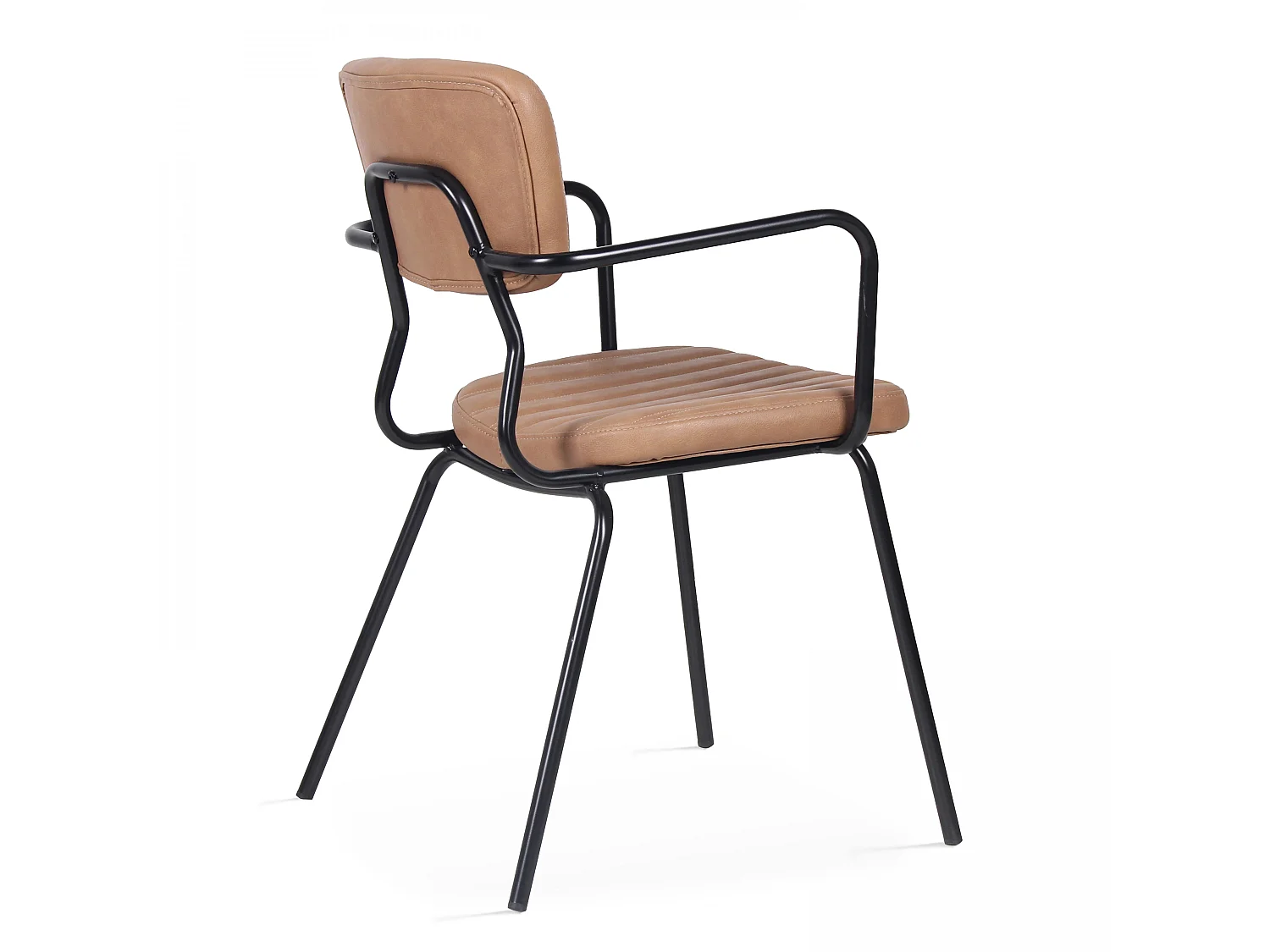 Lot de 2 chaises avec accoudoirs en textile enduit marron clair