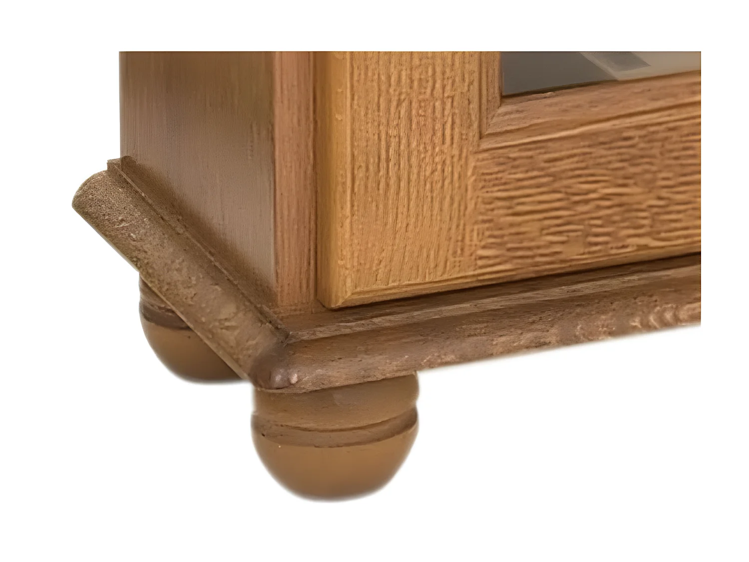 Vitrine Chêne 2 Portes Vitrées 5 Etagères 6 Niches L 92.4 H 105.8 P 21.5 cm