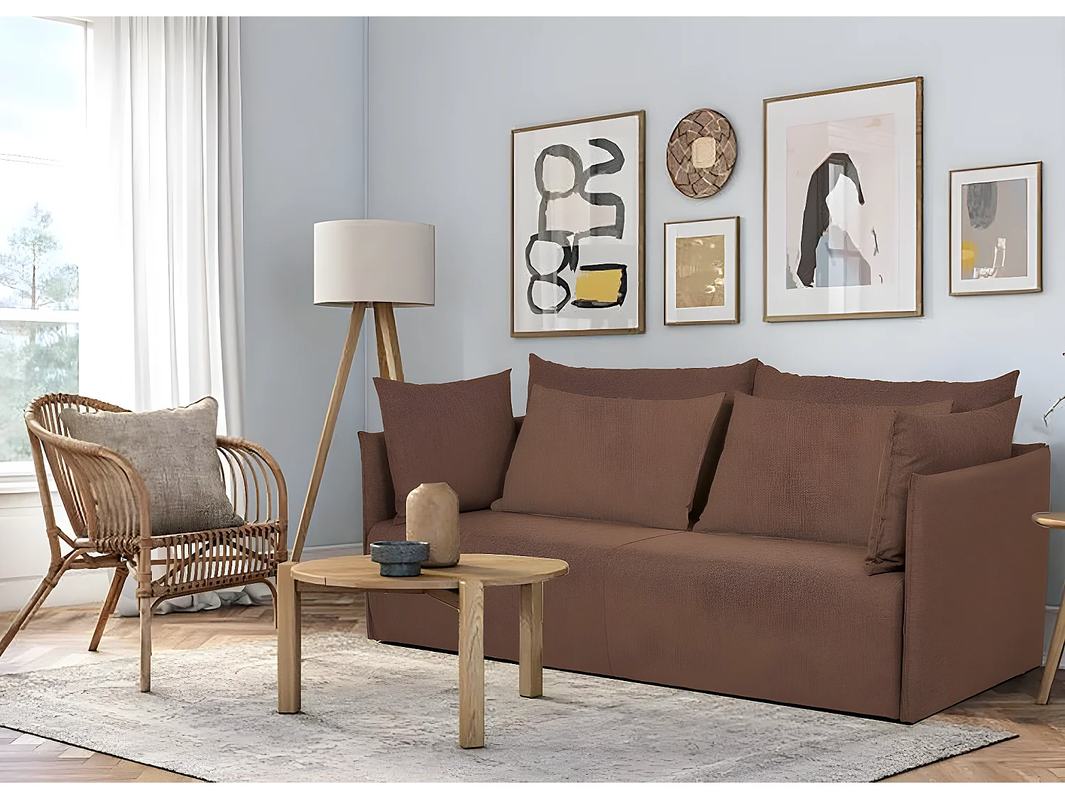 Sofá de sala Dear 3 lugares (Castanho)