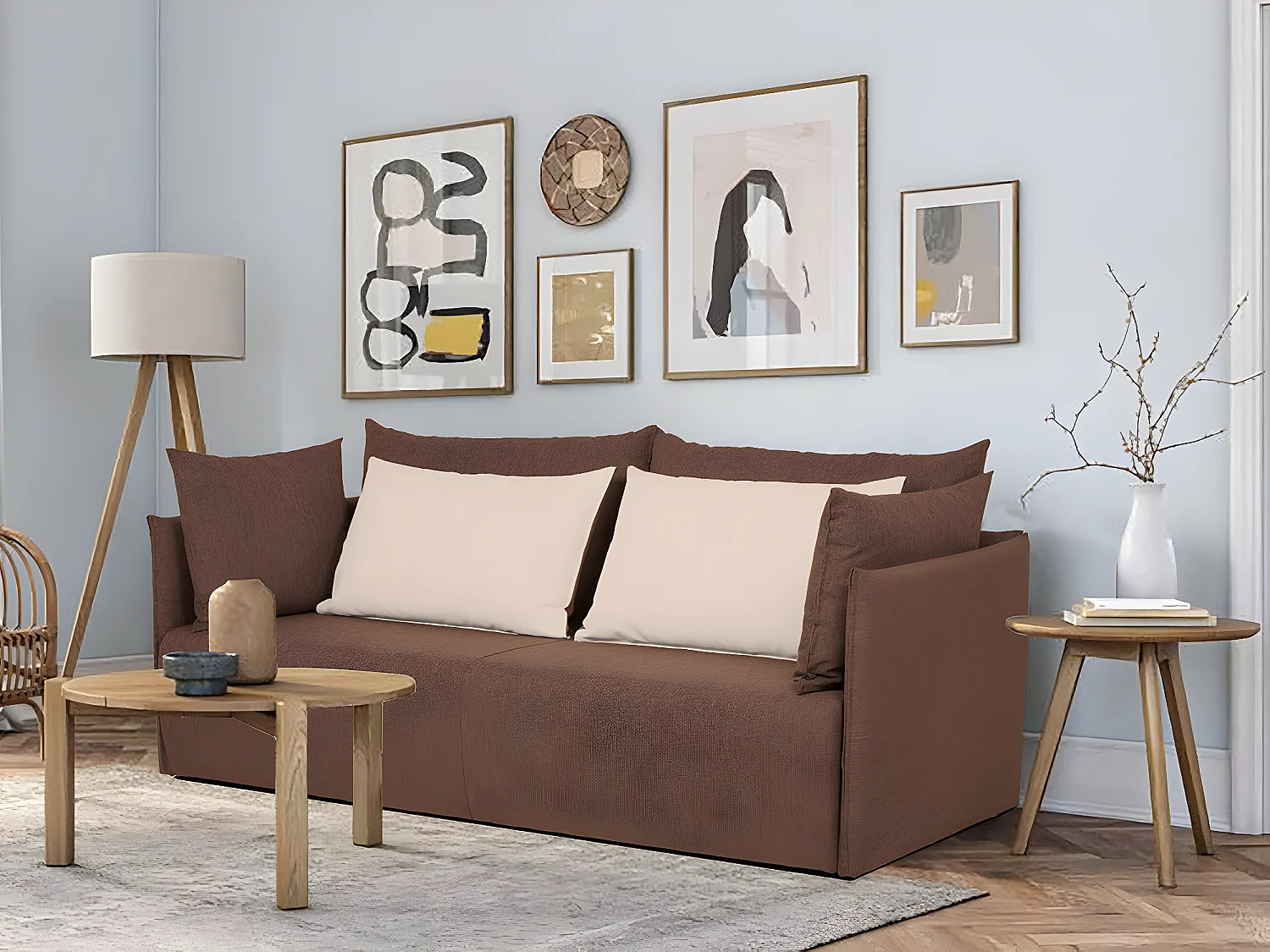 Sofá de sala Dear 3 lugares (Castanho)