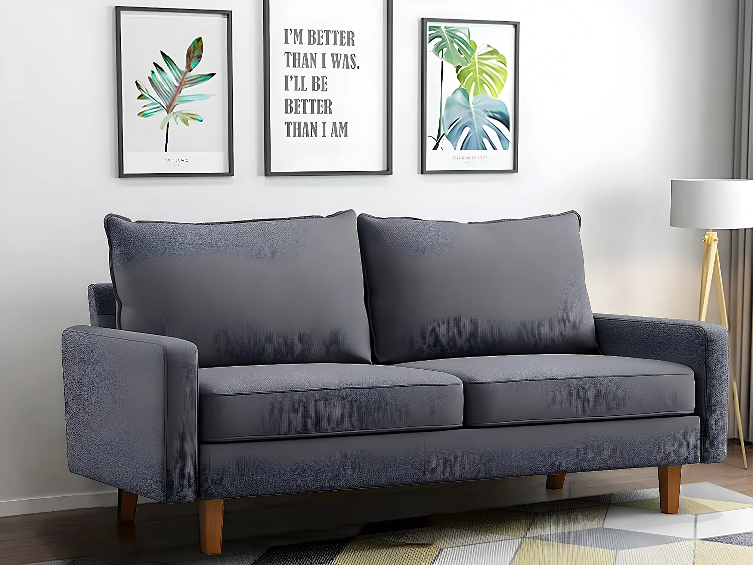 Sofá de sala Santy 3 lugares (Cinza)