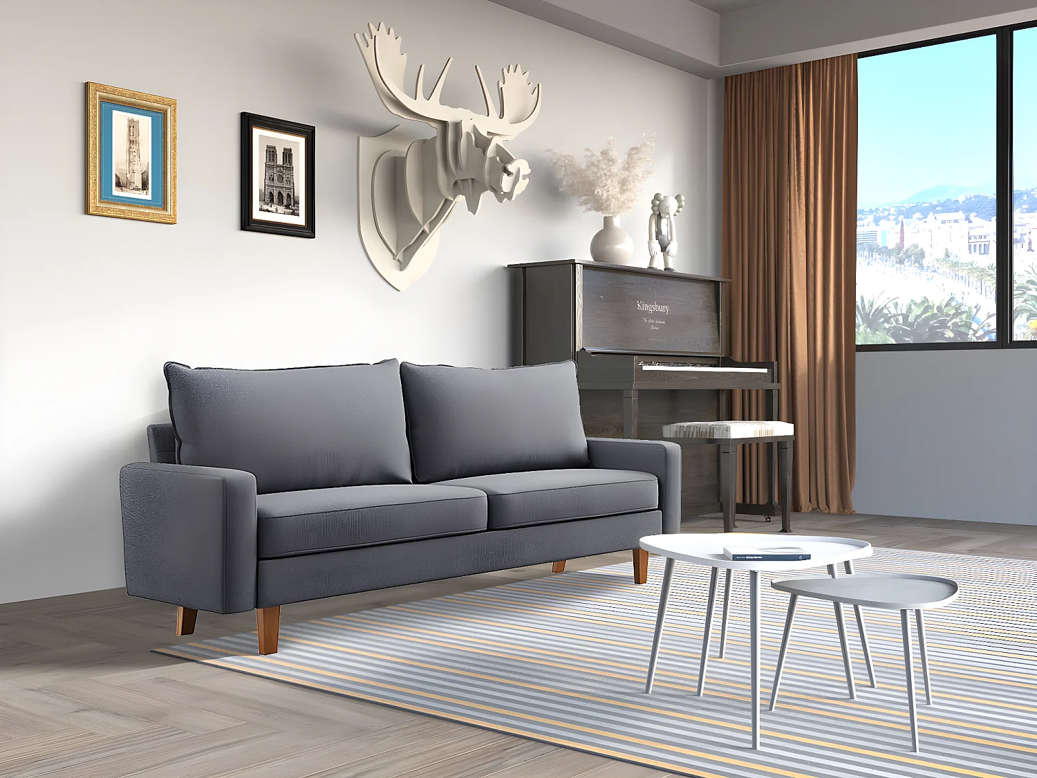 Sofá de sala Santy 3 lugares (Cinza)