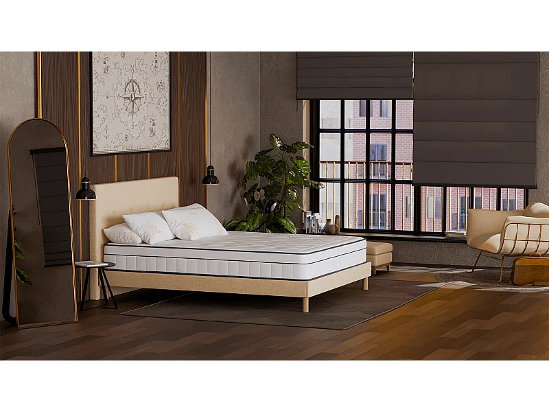 Colchón Thalassa 1 plaza 90x200 Niño y Adulto - Híbrido: Muelles ensacados - Espuma viscoelástica de alta calidad 60 kg/m³ - Contra el dolor de espalda