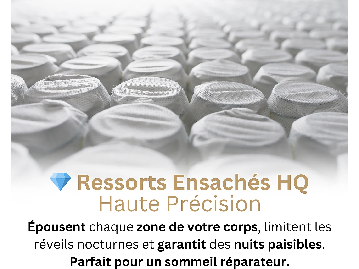 Matelas 140x190 2 Places Thalassa - Hybride : Ressorts Ensachés - Mémoire de Forme 60 kg/m³ Haute Qualité - Contre le Mal de Dos - Ferme - Confortable