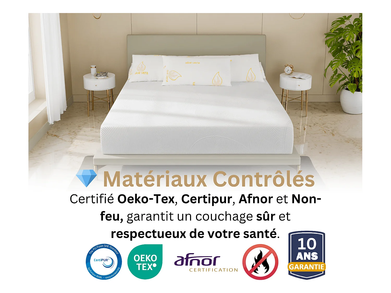 Colchón 140x190 2 Plazas Harmonic Plus - Memory Foam 60 kg/m³ Alta Calidad - Contra el Dolor de Espalda - Espesor 24 cm - Confortable