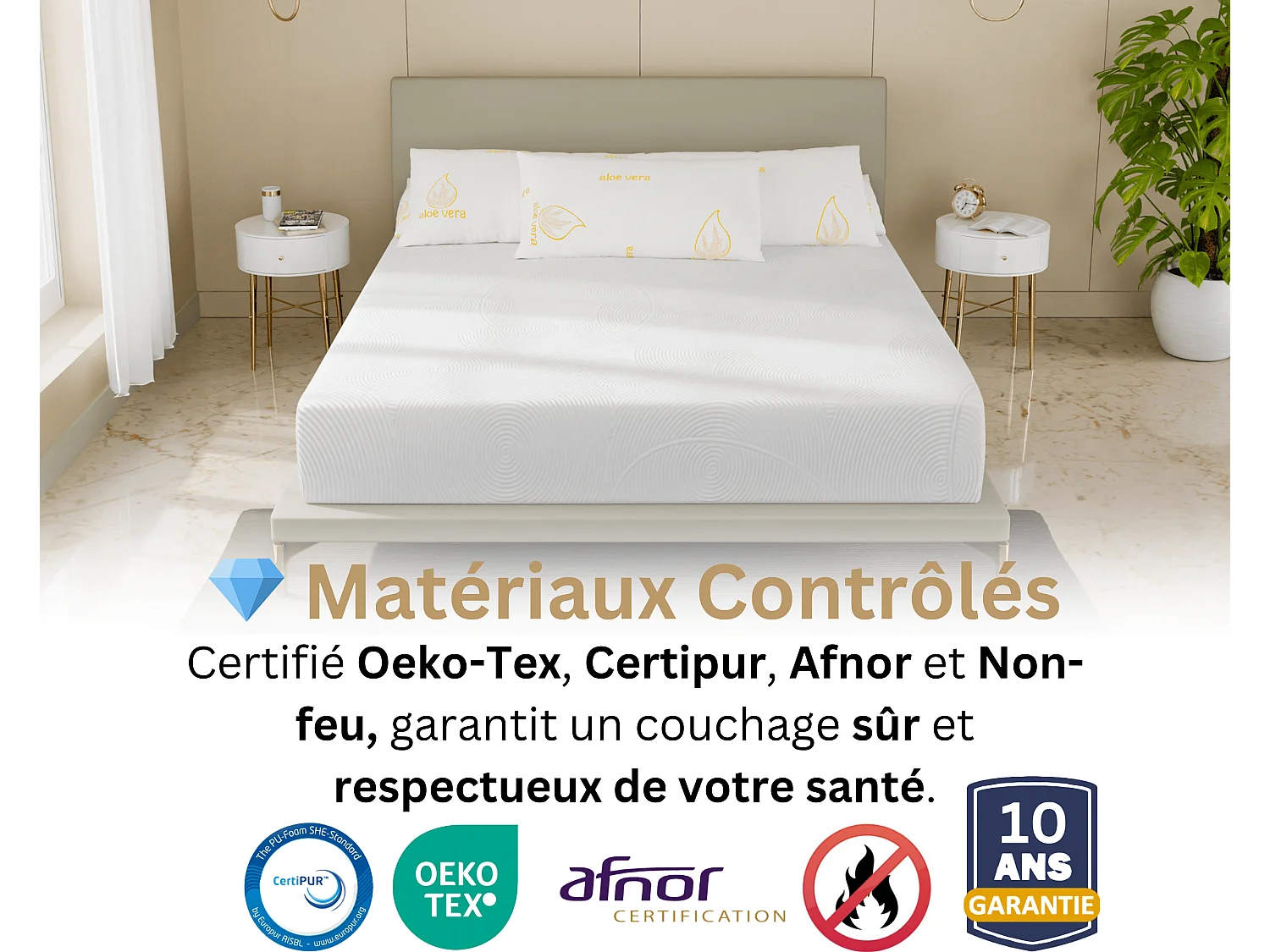 Materac 140x190 2-osobowy Harmonic Plus - Pianka z pamięcią 60 kg/m³ Wysokiej jakości - Przeciw bólom pleców - Grubość 24 cm - Wygodny