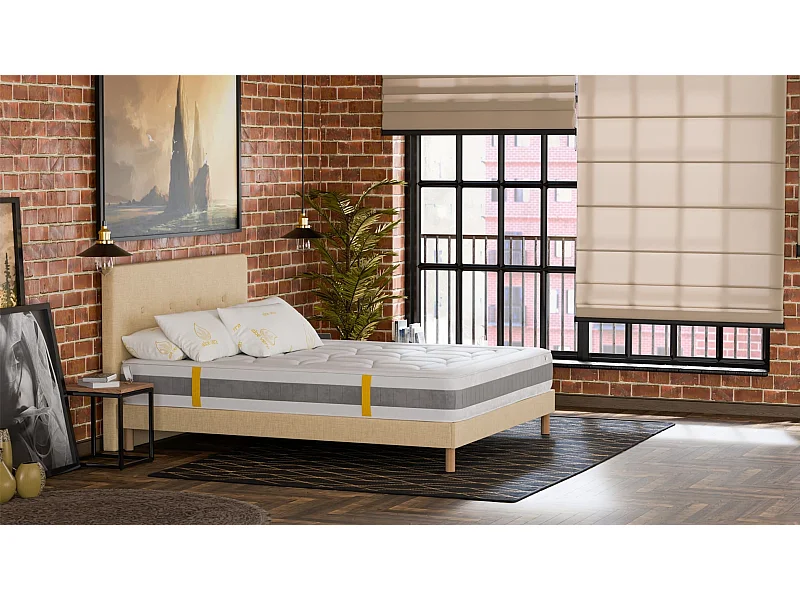 Colchón 2 plazas Haven 160x200 - Memory Foam 60 kg/m³ Alta Calidad - Contra el Dolor de Espalda - Espesor 30 cm - Confortable