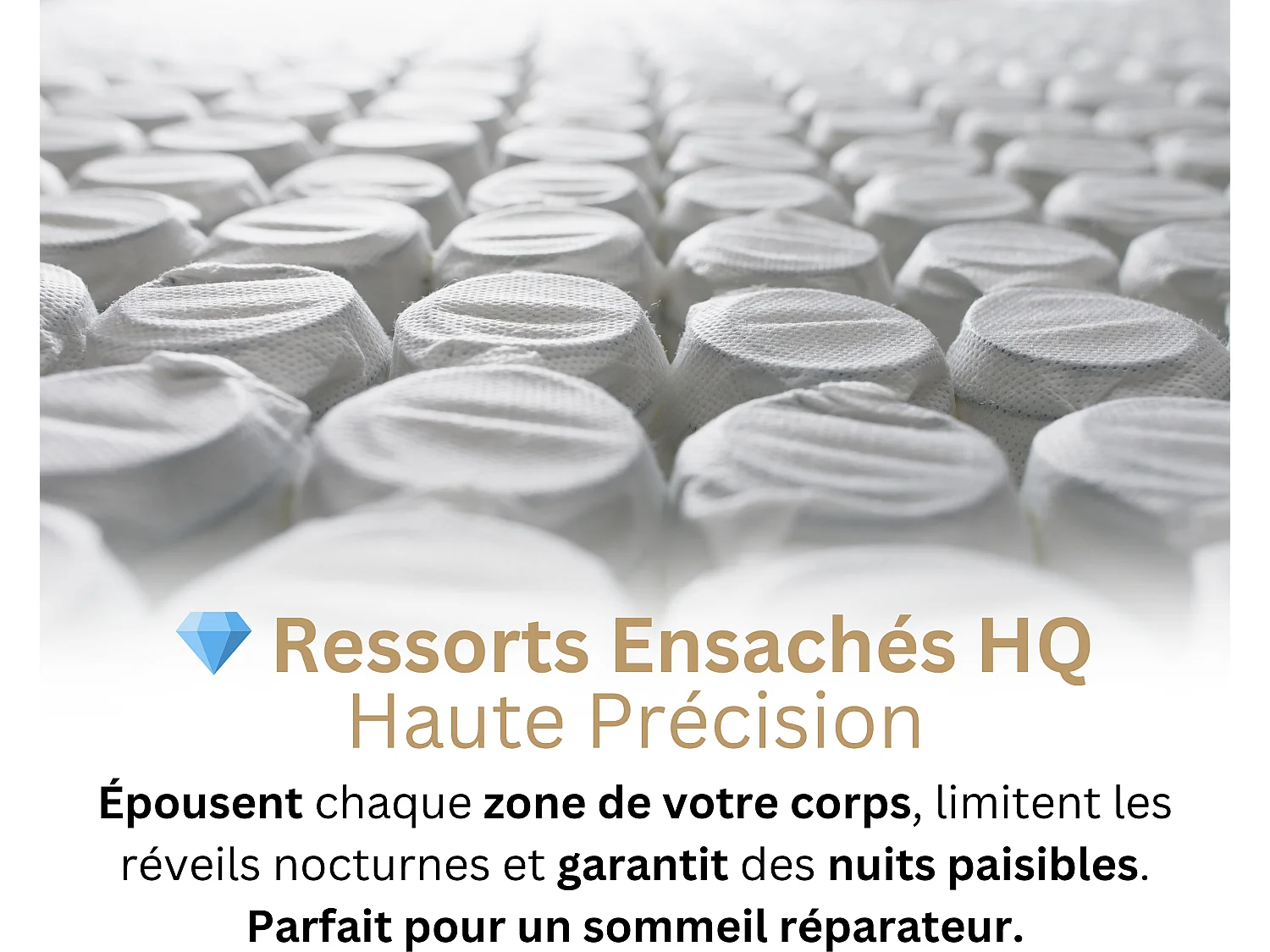 Matelas 160x200 2 Places Thalassa - Hybride : Ressorts Ensachés - Mémoire de Forme 60 kg/m³ Haute Qualité - Contre le Mal de Dos - Ferme - Confortable