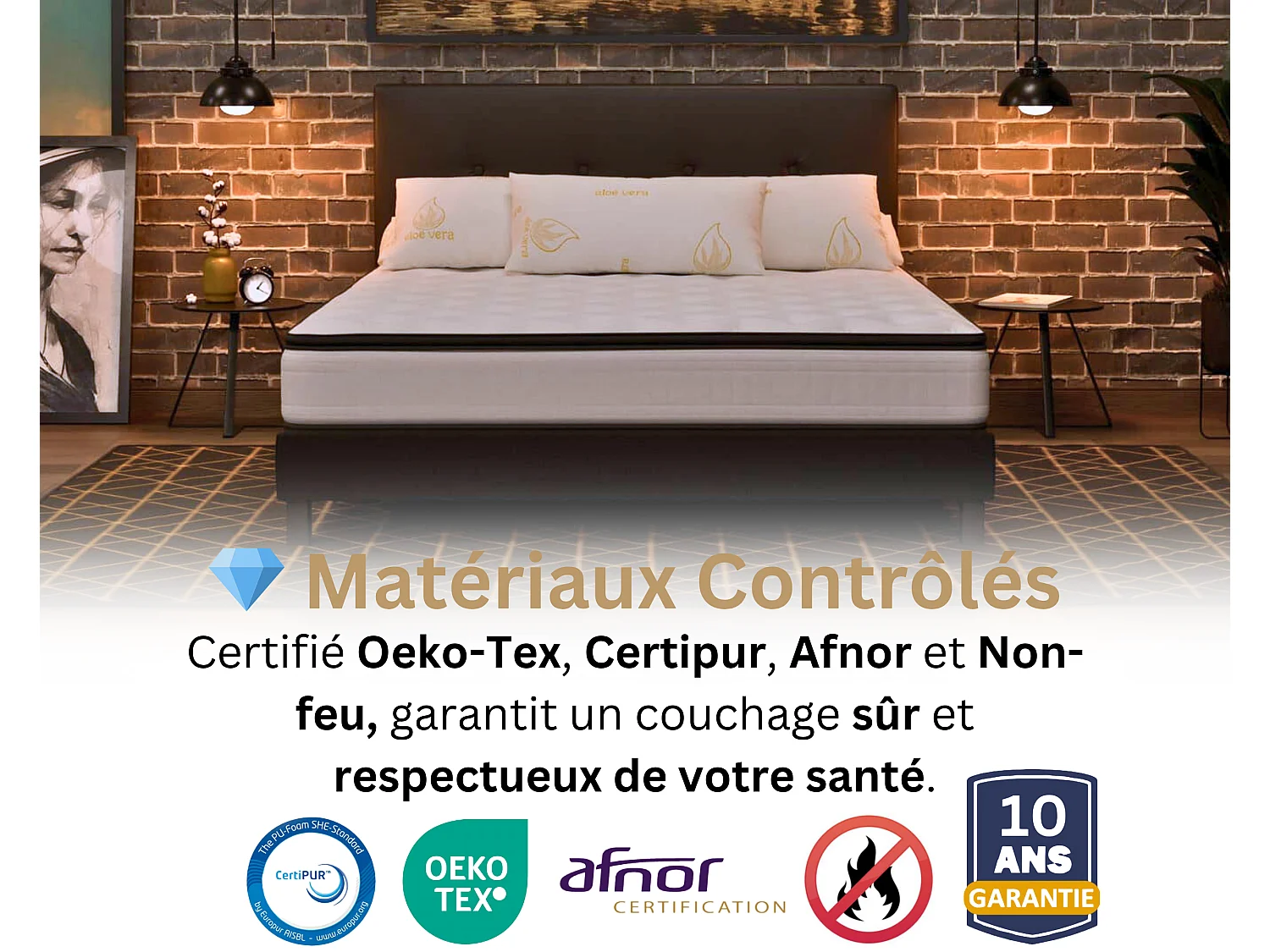 Matelas 140x190 2 Places Onyx - Ressorts Ensachés Haute Qualité - Contre le Mal de Dos - Soutien Ferme | Accueil Moelleux - Confortable
