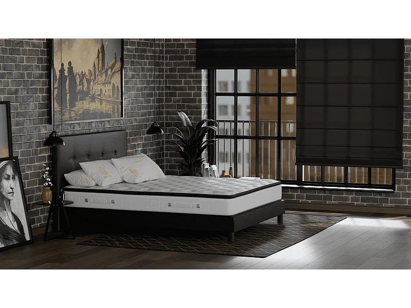 Matelas 180x200 2 Places Onyx - Ressorts Ensachés Haute Qualité - Contre le Mal de Dos - Soutien Ferme | Accueil Moelleux - Confortable