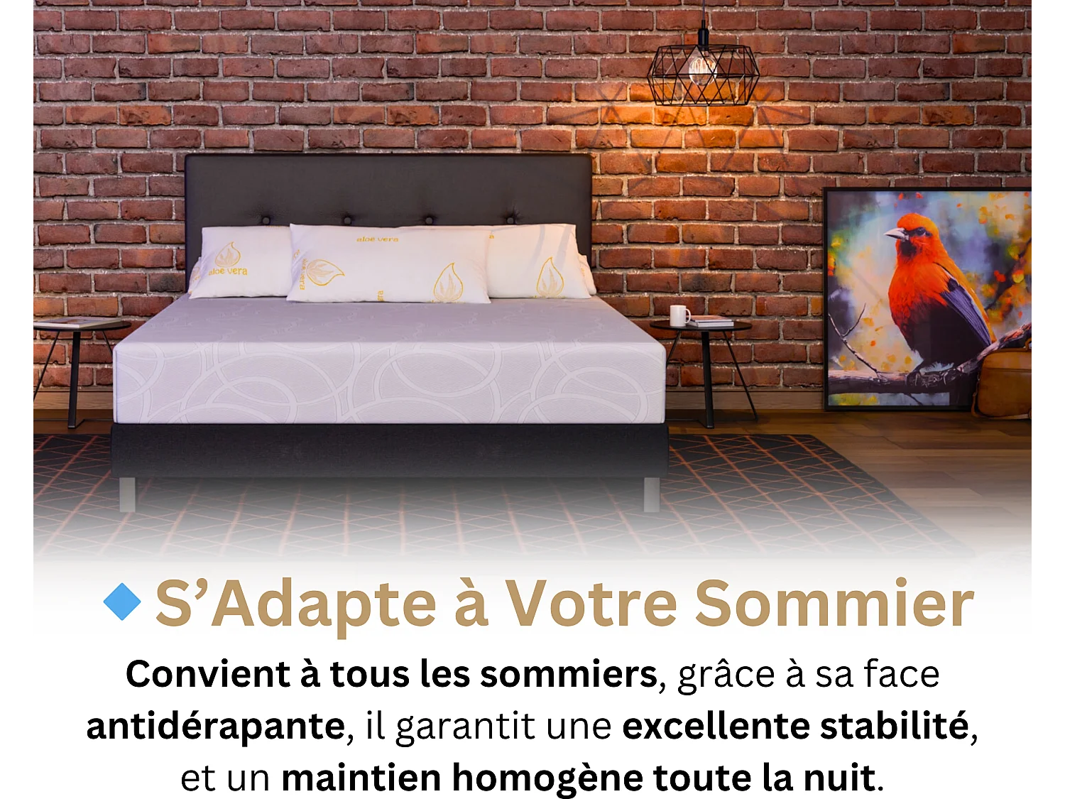 Materasso a 2 posti Ondine 140x190 - Memory Foam 60 kg/m³ ad alta densità arricchito con microcapsule di gel rinfrescante - Design ergonomico