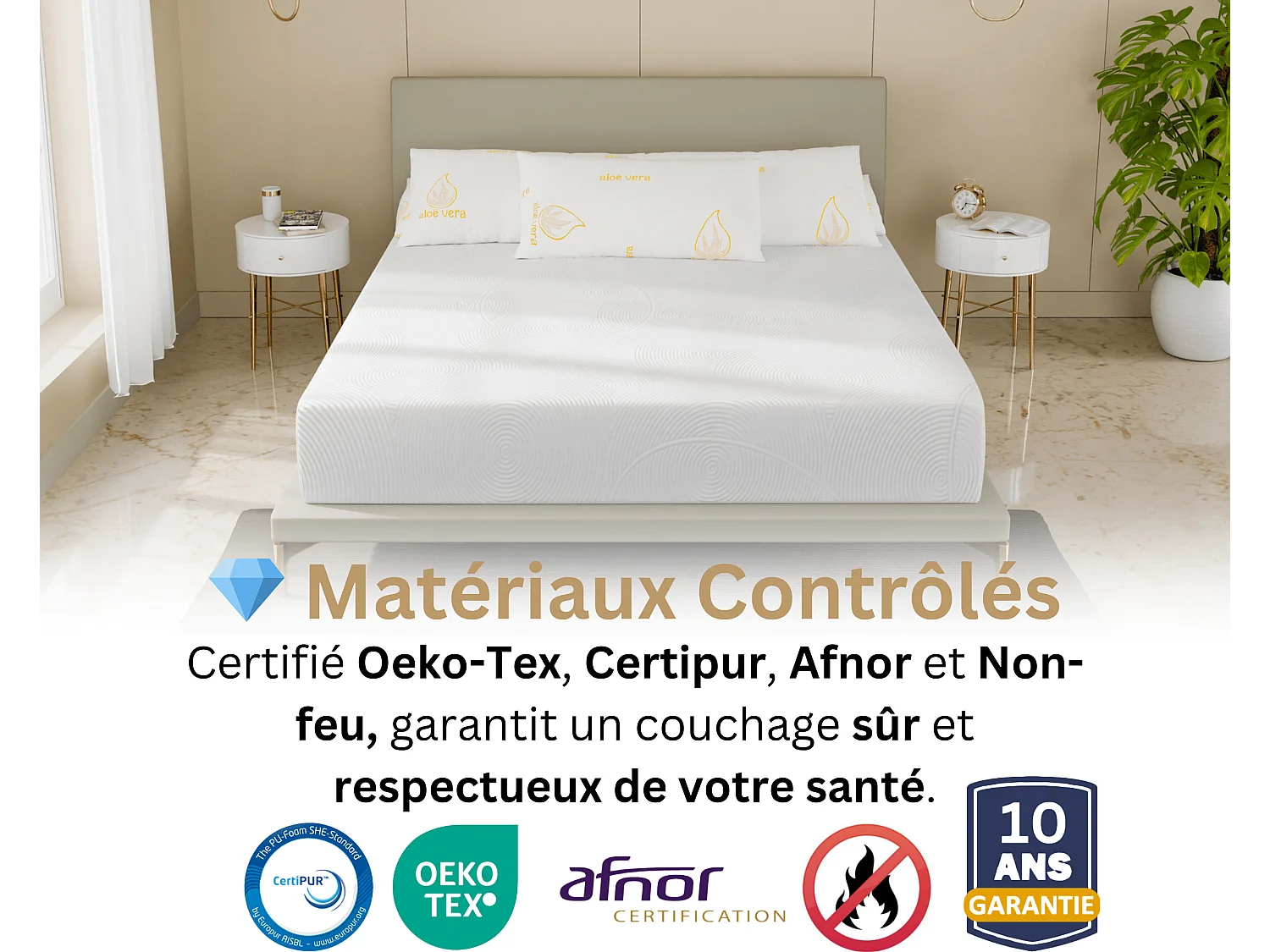 Matelas 160x200 2 Places Harmonic : Mousse de Confort Haute Qualité - Contre le Mal de Dos - Respirante - Accueil équilibré - Soutien Mi-Ferme