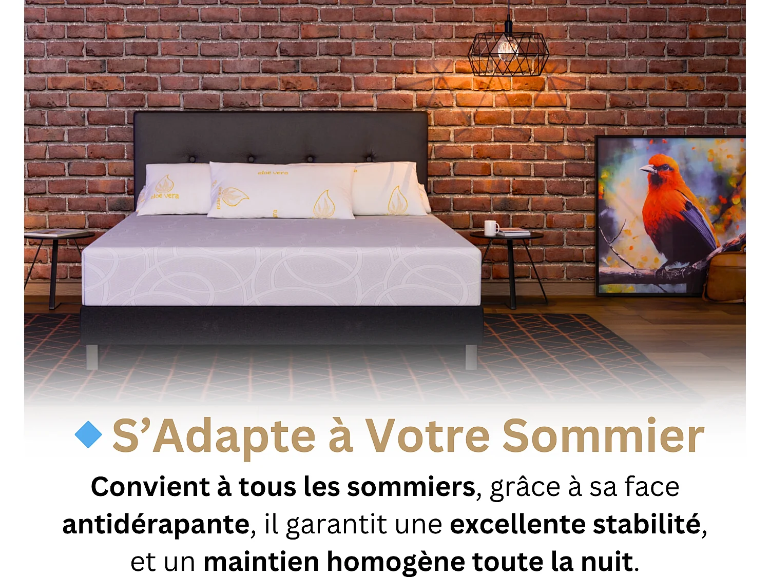 Materac 2-osobowy Ondine 160x200 - pianka Memory Foam o gęstości 60 kg/m³ wzbogacona odświeżającymi mikrokapsułkami żelu - ergonomiczna konstrukcja