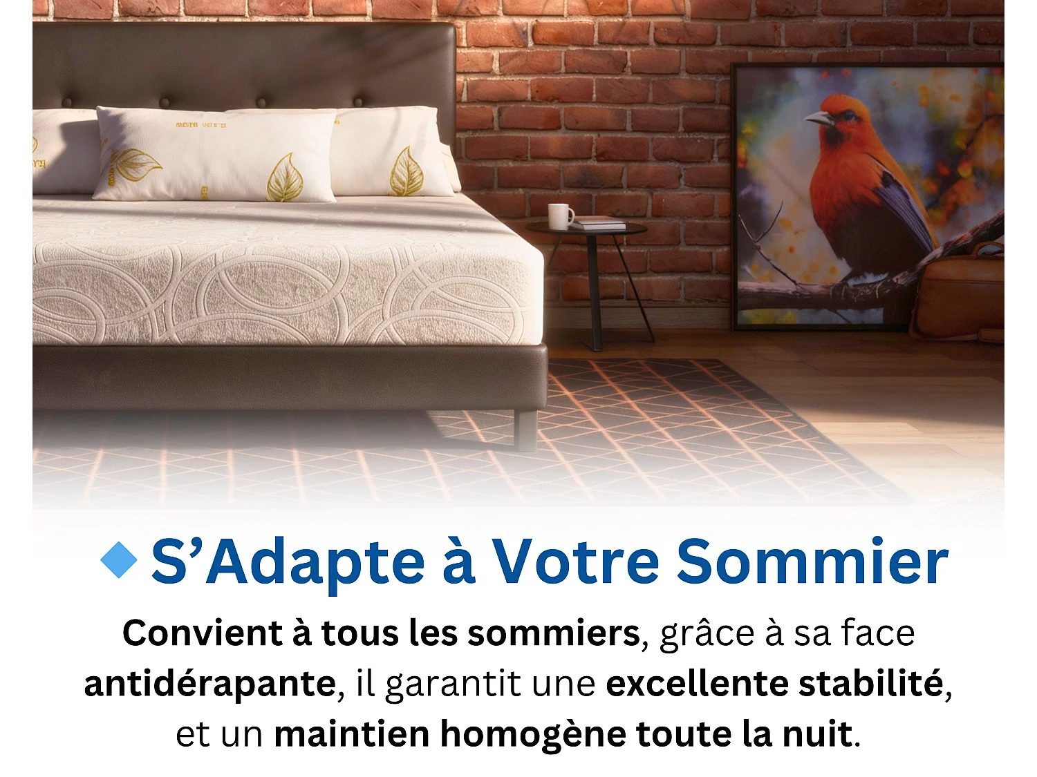 Matelas 160x200 2 Places  Ondine - Mémoire de Forme 60 kg/m³ Haute Densité Enrichie avec Microcapsules De Gel Rafraîchissantes - Ergonomique