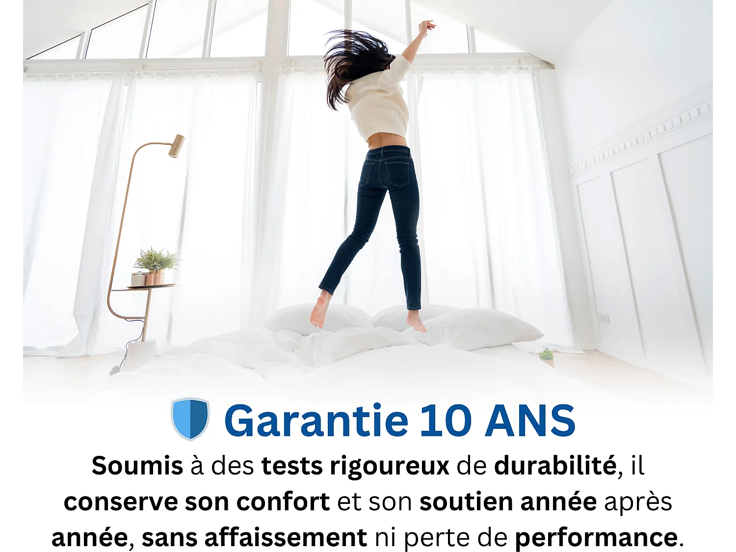 Matelas 160x200 2 Places  Ondine - Mémoire de Forme 60 kg/m³ Haute Densité Enrichie avec Microcapsules De Gel Rafraîchissantes - Ergonomique