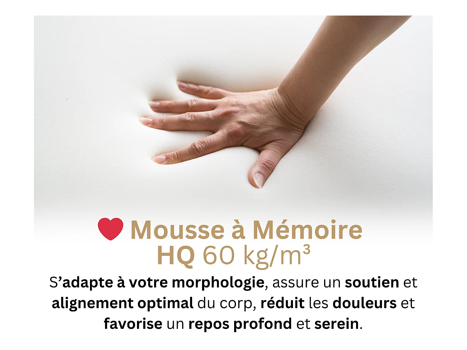 Matelas 140x190 2 Places Essence - Mémoire de Forme 60 kg/m³ Haute Qualité - Contre le Mal de Dos - Confortable