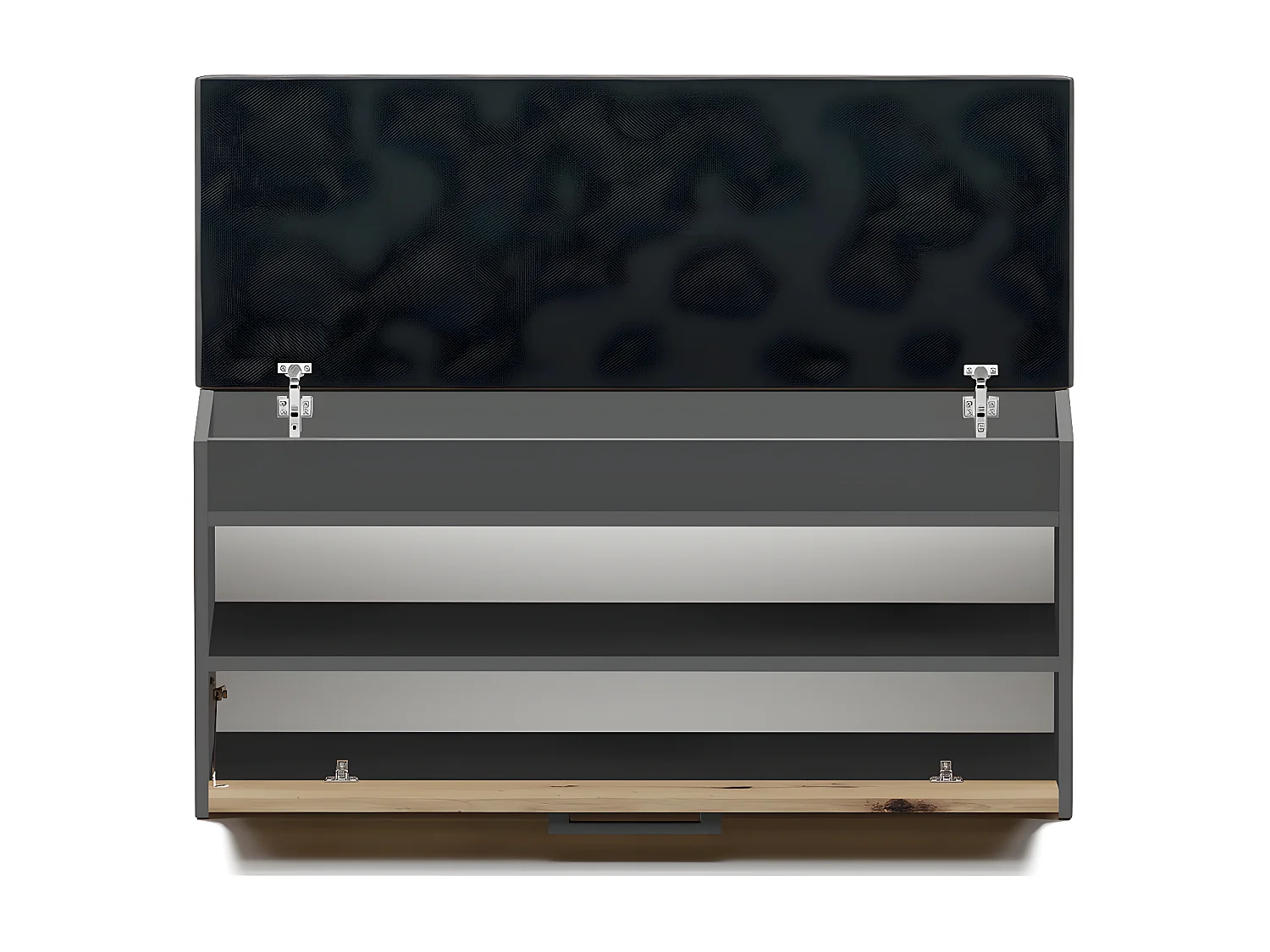 CDF Schuhschrank Parma | Farbe: Anthrazit - Eiche Artisan | Ideal für Diele, Flur, Büro | Schuhaufbewahrung | Bequemer Sitz (Kissen) | Modern | Flügeltür | Lagerung