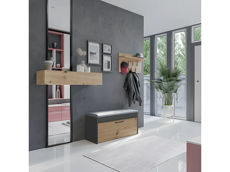 PARMI - Scarpiera da corridoio in stile scandinavo - 100x35x49 - Panca con spazio di archiviazione