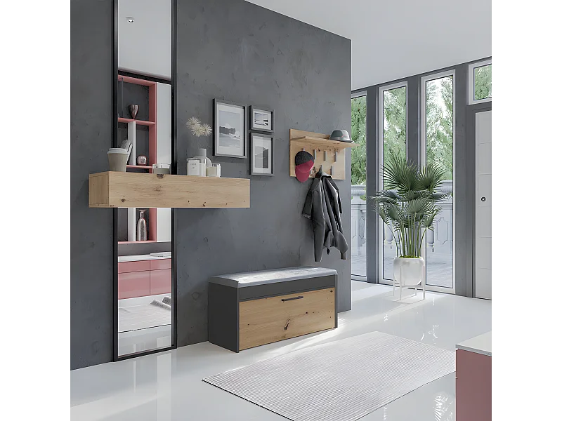 PARMI - Scarpiera da corridoio in stile scandinavo - 100x35x49 - Panca con spazio di archiviazione