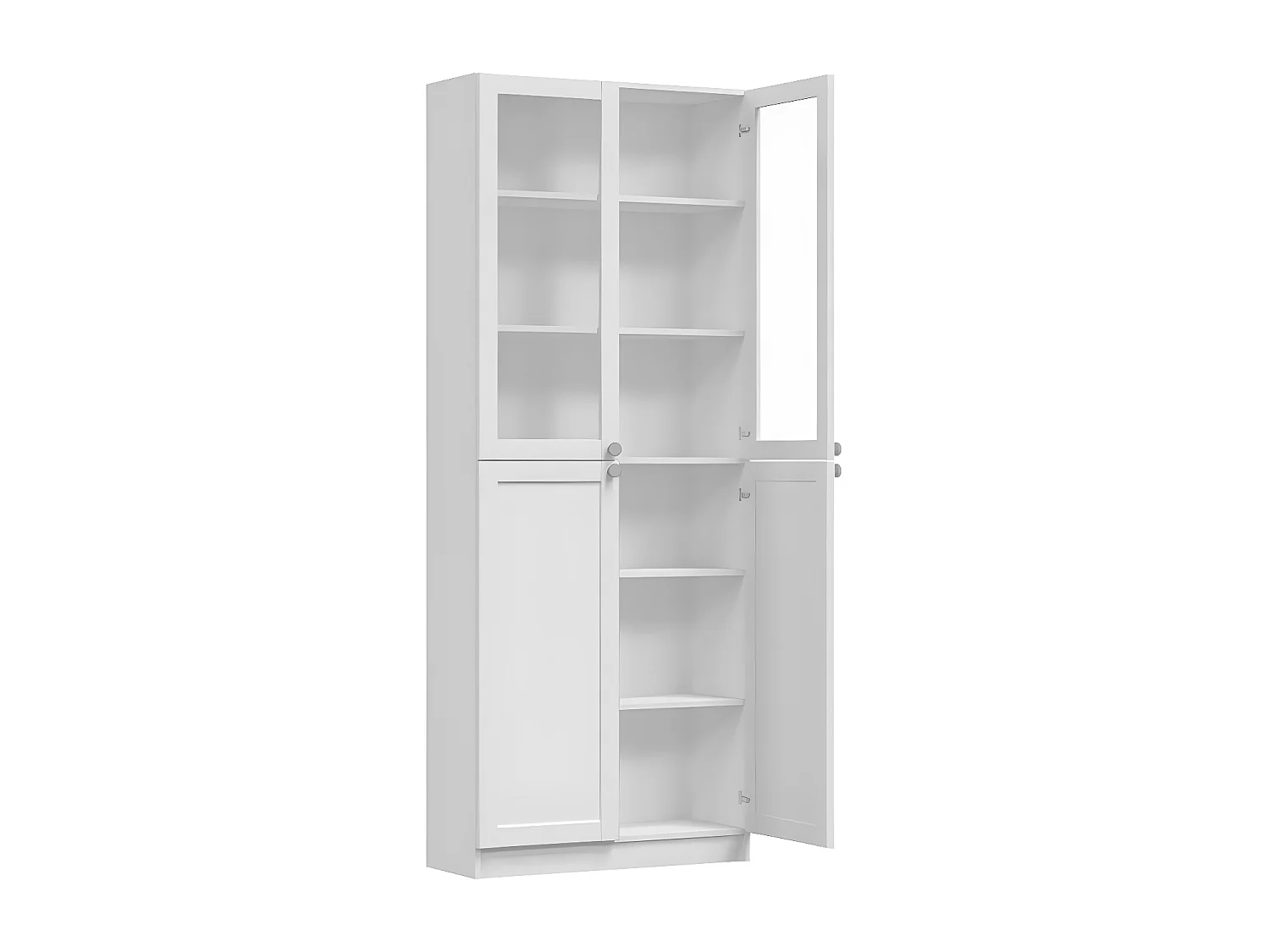 PERRY - Vetrina a quattro ante - Stile classico - 6 ripiani - 80,5x31x200 cm - Mobili da soggiorno