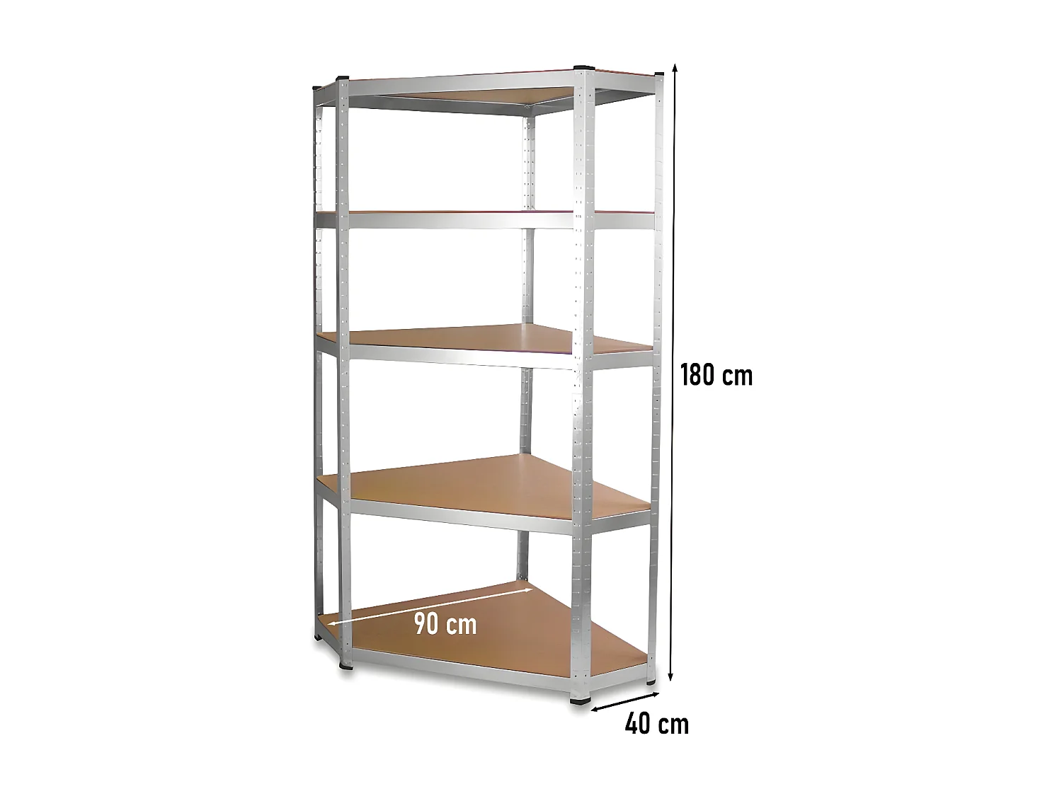 REGIO - Rayonnage d'angle industriel en métal - 90x40x180 - 5 étagères - Rayonnage de stockage