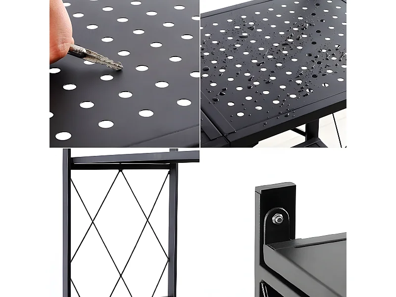 BASIKE - Mueble de almacenaje con ruedas - Aparador - 4 estantes - Mueble plegable