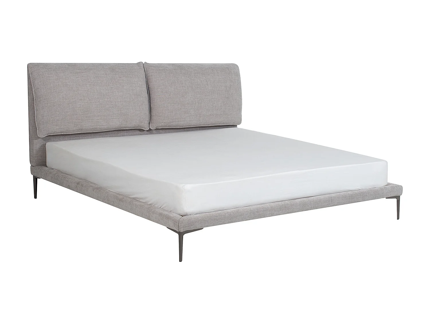 Bed 180 x 200 cm - Stof - Gechineerd grijs + matras - RIMOTA