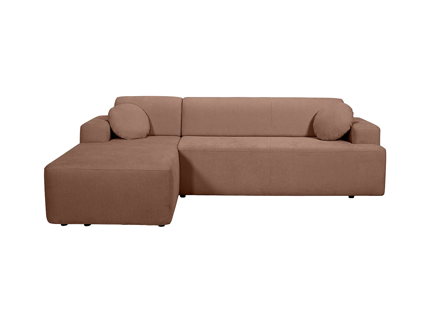 Canapé d'angle gauche 4 places en tissu chenille rouille CONCORD - MADE IN FRANCE